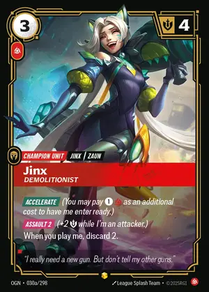 Jinx - Demolitionist OGN-030a ฟอยล์ — การ์ด Riftbound