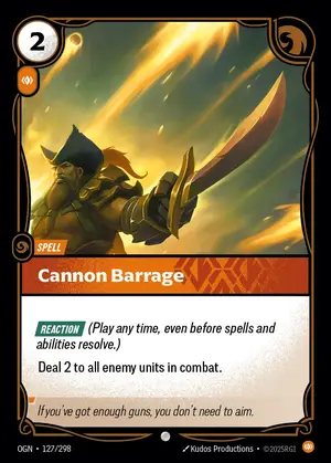 Cannon Barrage OGN-127 ปกติ — การ์ด Riftbound