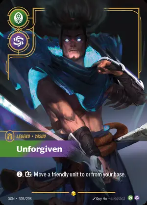 Yasuo - Unforgiven OGN-305 ฟอยล์ — การ์ด Riftbound
