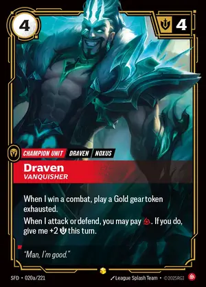 Draven - Vanquisher SFD-020A ฟอยล์ — การ์ด Riftbound