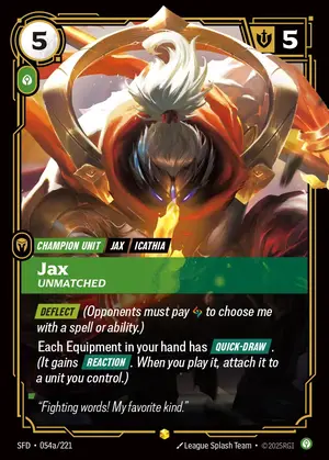 Jax - Unmatched SFD-054A ฟอยล์ — การ์ด Riftbound