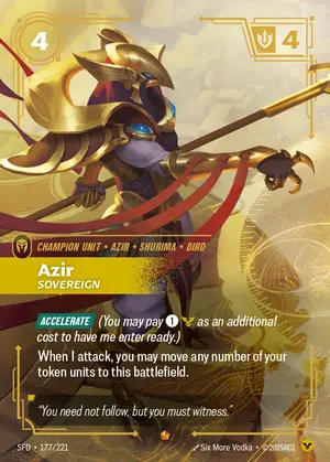 Azir - Sovereign SFD-177 ฟอยล์ — การ์ด Riftbound