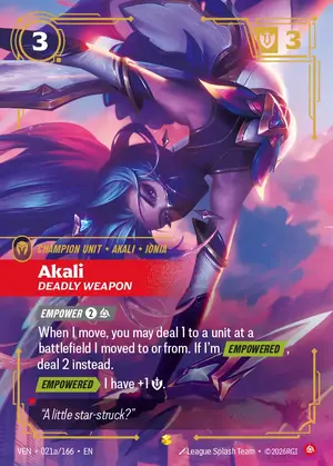 Akali - Deadly Weapon VEN-021A ฟอยล์ — การ์ด Riftbound
