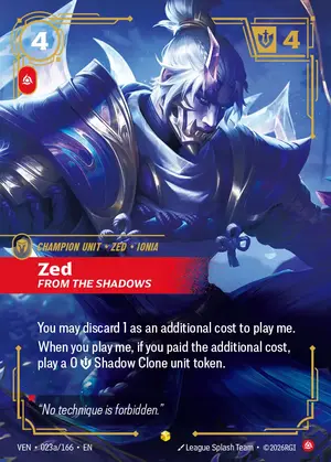 Zed - From the Shadows VEN-023A ฟอยล์ — การ์ด Riftbound
