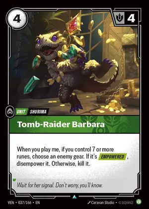 Tomb-Raider Barbara VEN-037 ฟอยล์ — การ์ด Riftbound