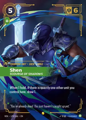 Shen - Scourge of Shadows VEN-170 ฟอยล์ — การ์ด Riftbound
